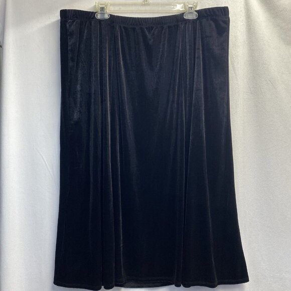 NY Collection Dresses & Skirts - NY Collection Velvet Elastic Waist Flare Long Skirt Woman Sz 2X Black Used